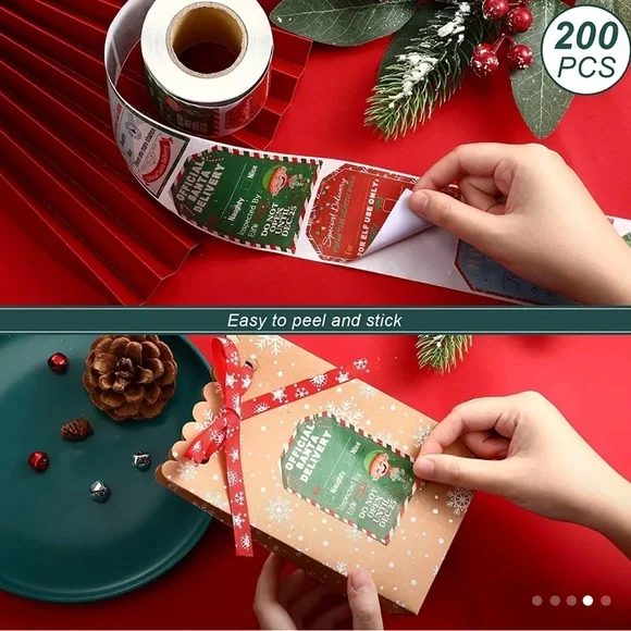Roll of 200 Large Christmas Special Delivery from North Pole Sticker Tags - Picture 5 of 5